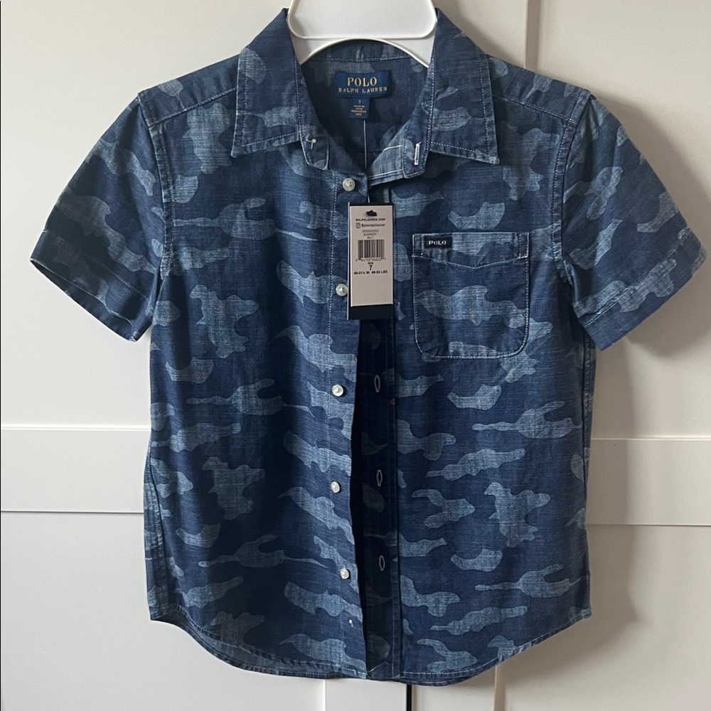 Polo by Ralph Lauren Blue Camo Kids Button Down Shirt
